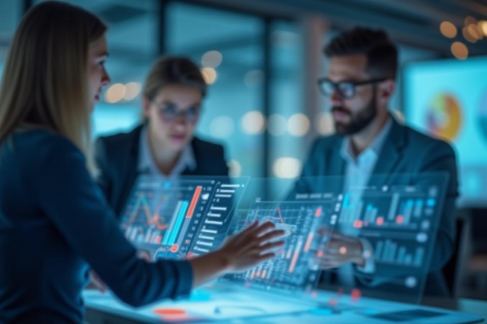 Consultants reviewing data charts